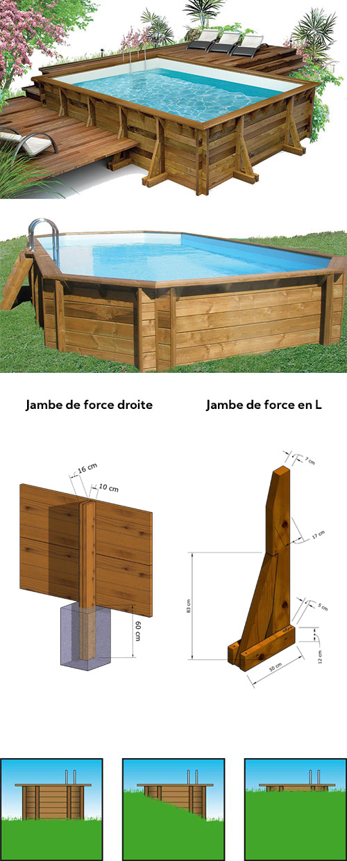 Ossature pour piscine en bois